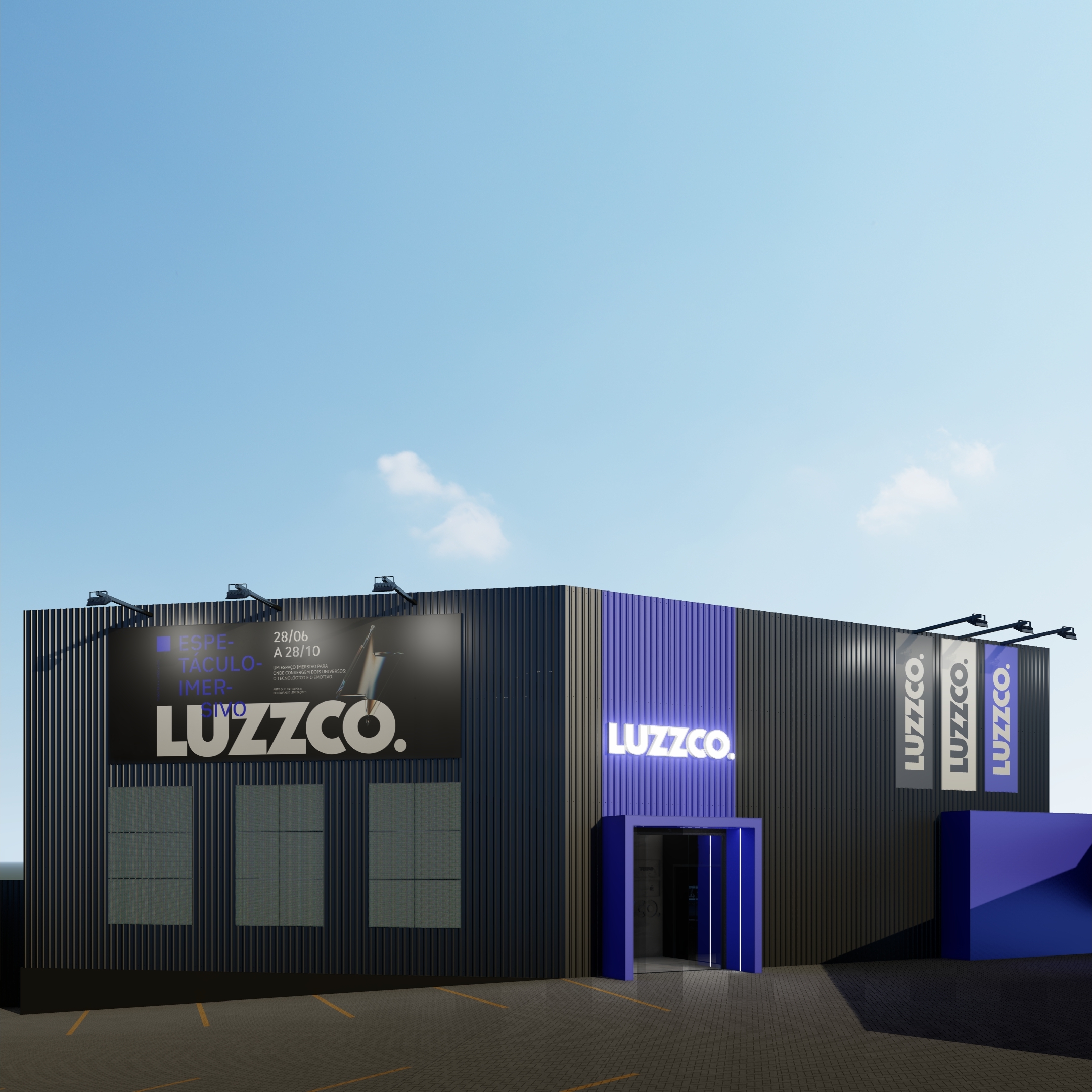 Com arquitetura inspirada no minimalismo industrial, Luzzco apresenta experiências imersivas de arte em 360º